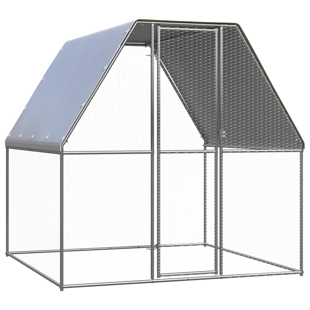 vidaXL Chicken Cage Silver and Gray 6.6�x6.6�x6.6� Galvanized Steel