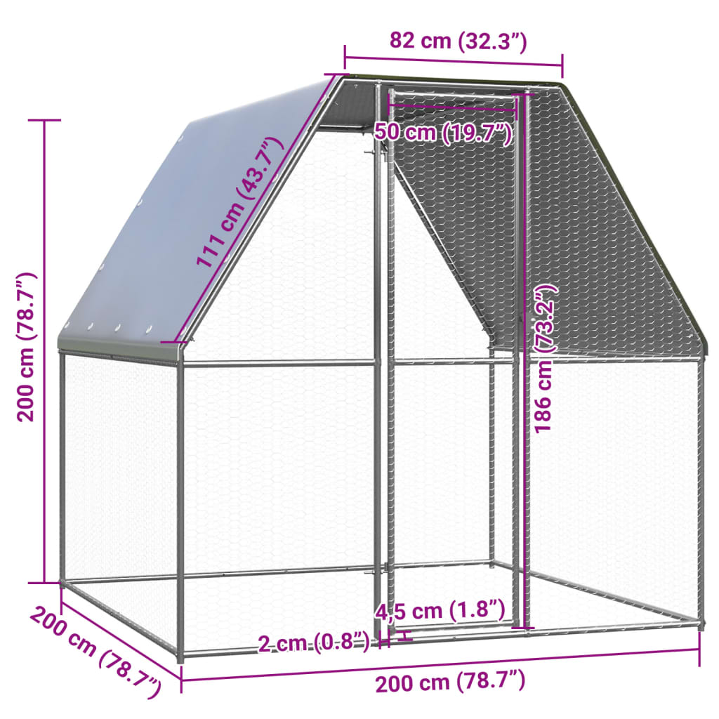 vidaXL Chicken Cage Silver and Gray 6.6�x6.6�x6.6� Galvanized Steel