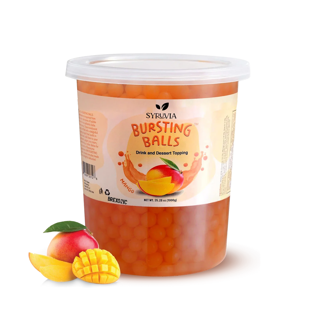 2 LB Mango Flavored Boba Balls for a Bursting and Popping Boba Experience ( 1 case 12x 2lb)