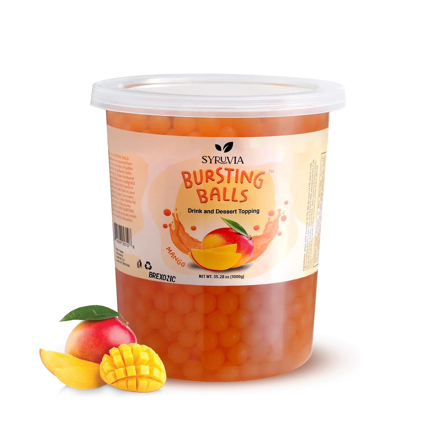 2 LB Mango Flavored Boba Balls for a Bursting and Popping Boba Experience ( 1 case 12x 2lb)