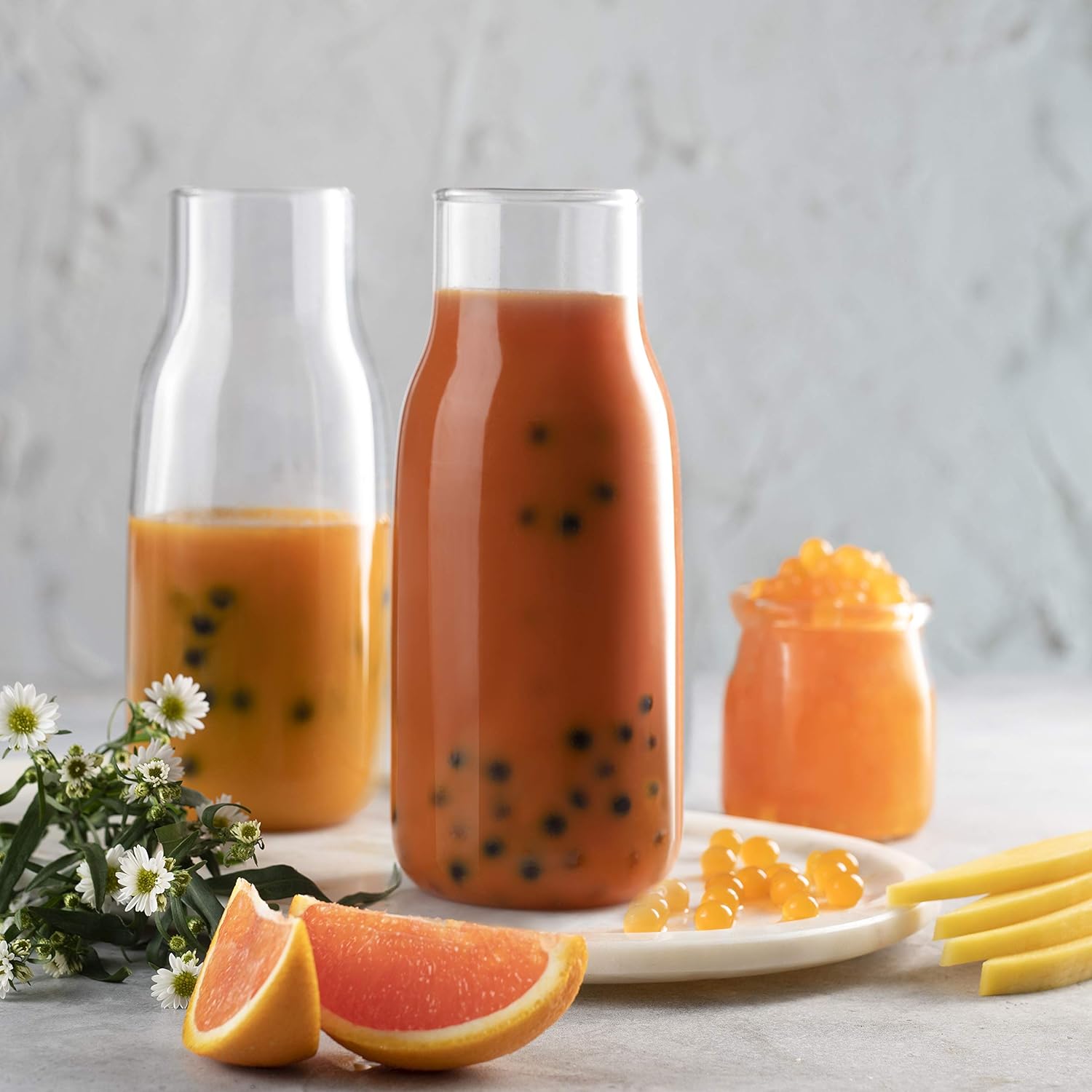 2 LB Mango Flavored Boba Balls for a Bursting and Popping Boba Experience ( 1 case 12x 2lb)