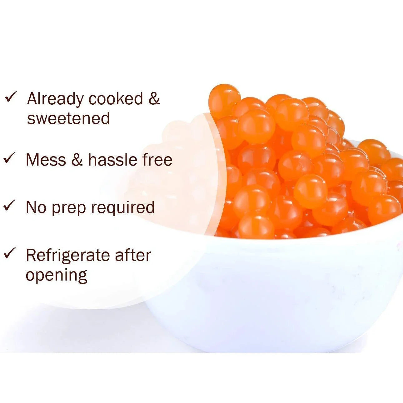 2 LB Mango Flavored Boba Balls for a Bursting and Popping Boba Experience ( 1 case 12x 2lb)